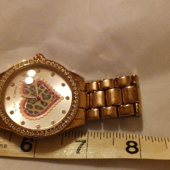 Betsey Johnson Gold Watch with Pink Heart Design - Picture 6 of 8